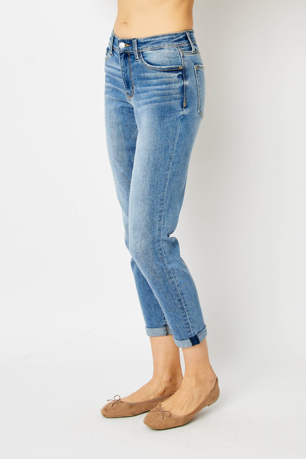 Judy Blue Carly cuffed mid-rise jeans (reg & plus)