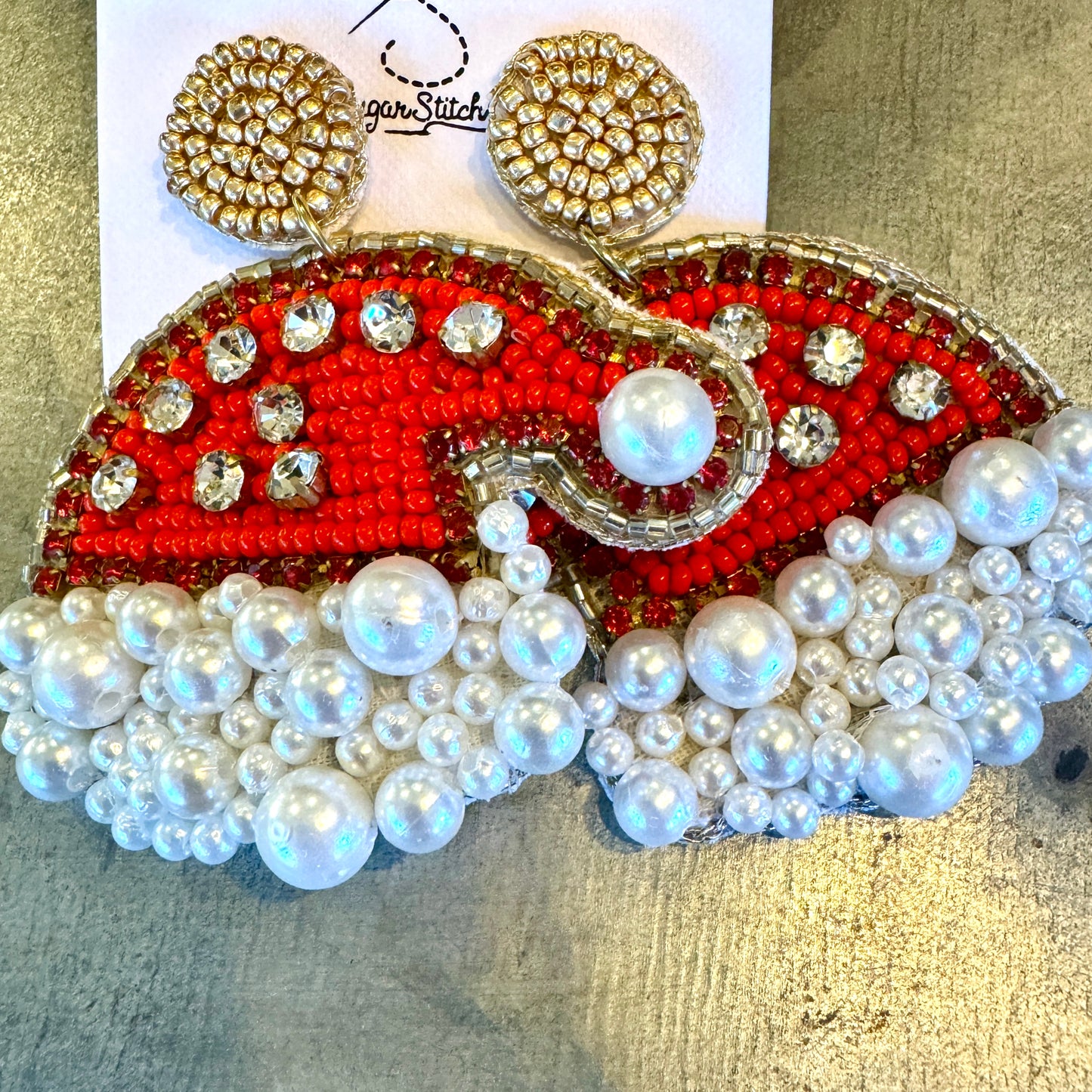 Santa Hat beaded earrings