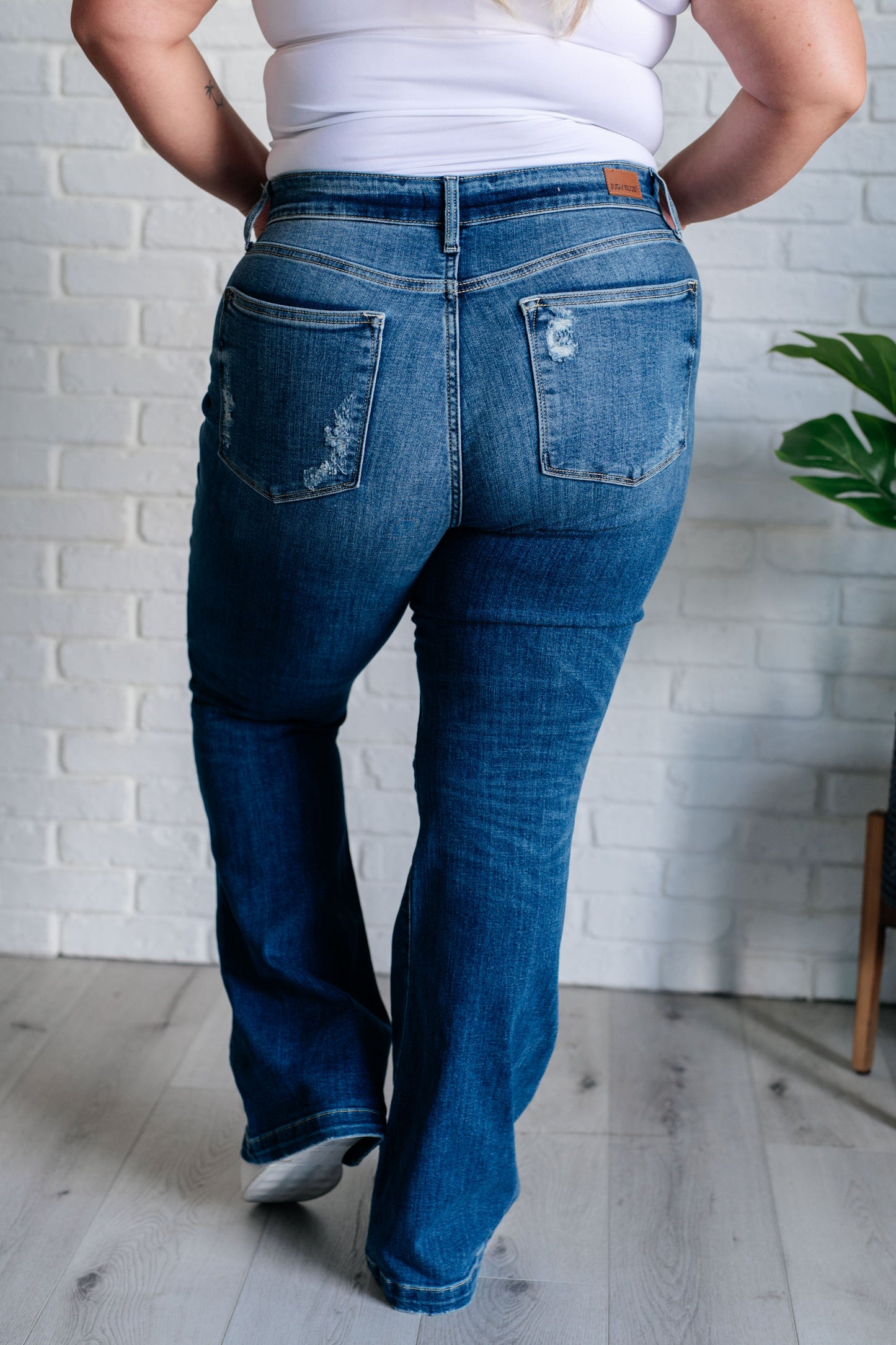 Judy Blue: Gabriella Mid Rise Distressed Button Fly Flare