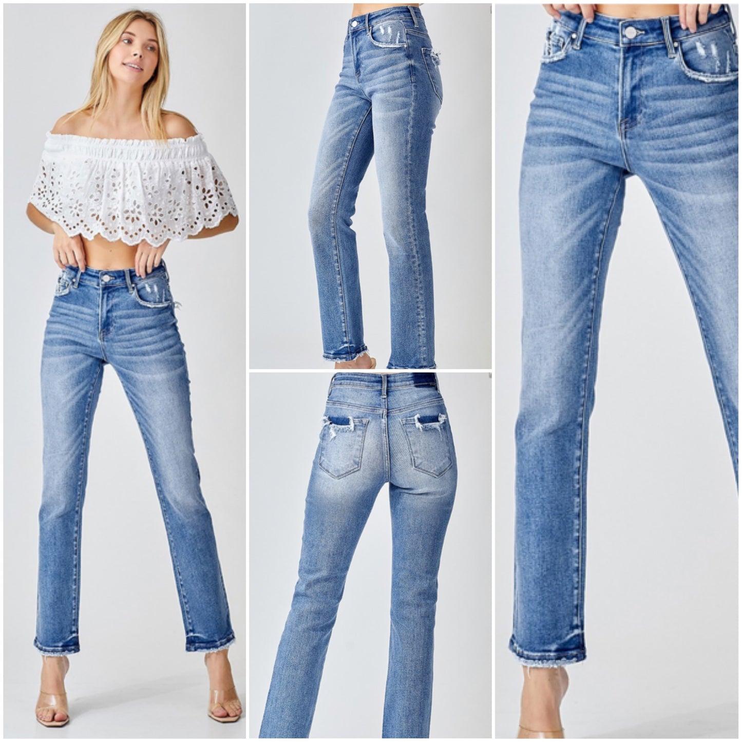 Paige mid-rise straight jeans by Risen