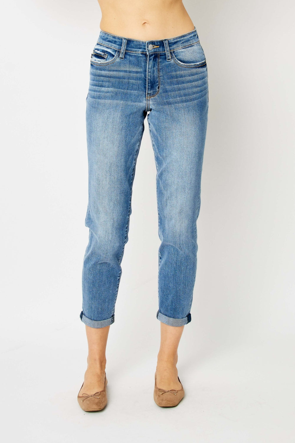 Judy Blue Carly cuffed mid-rise jeans (reg & plus)