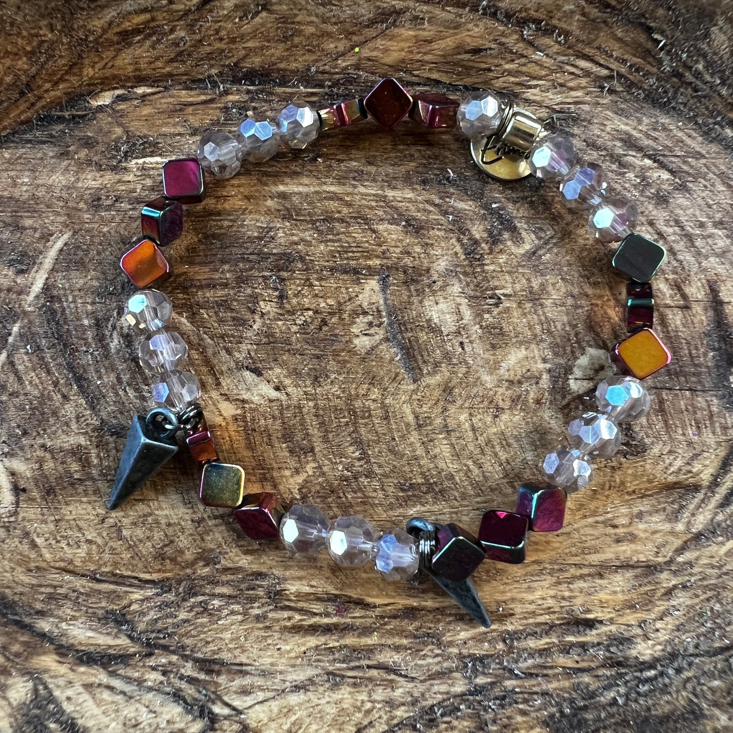 Erimish bracelet - iridescent plum & clear