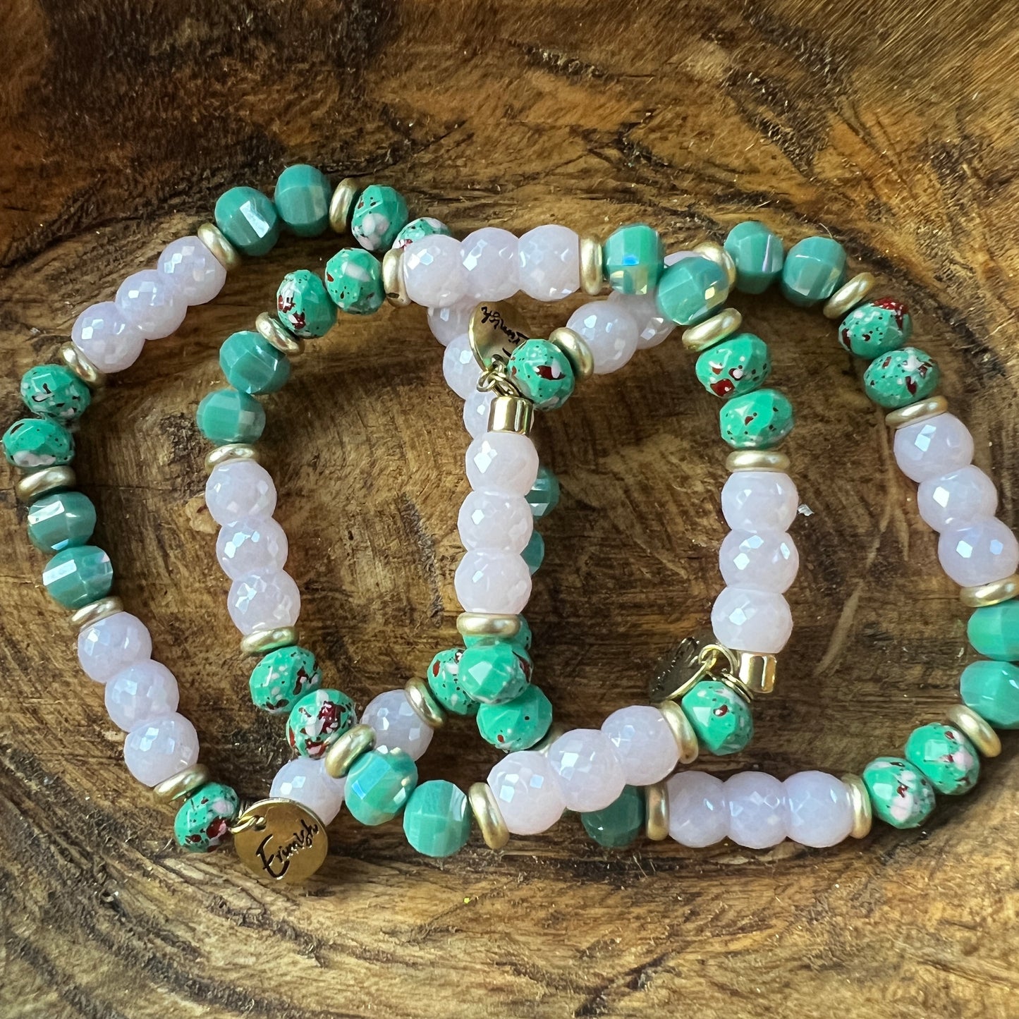 Erimish bracelet - light pink/jade