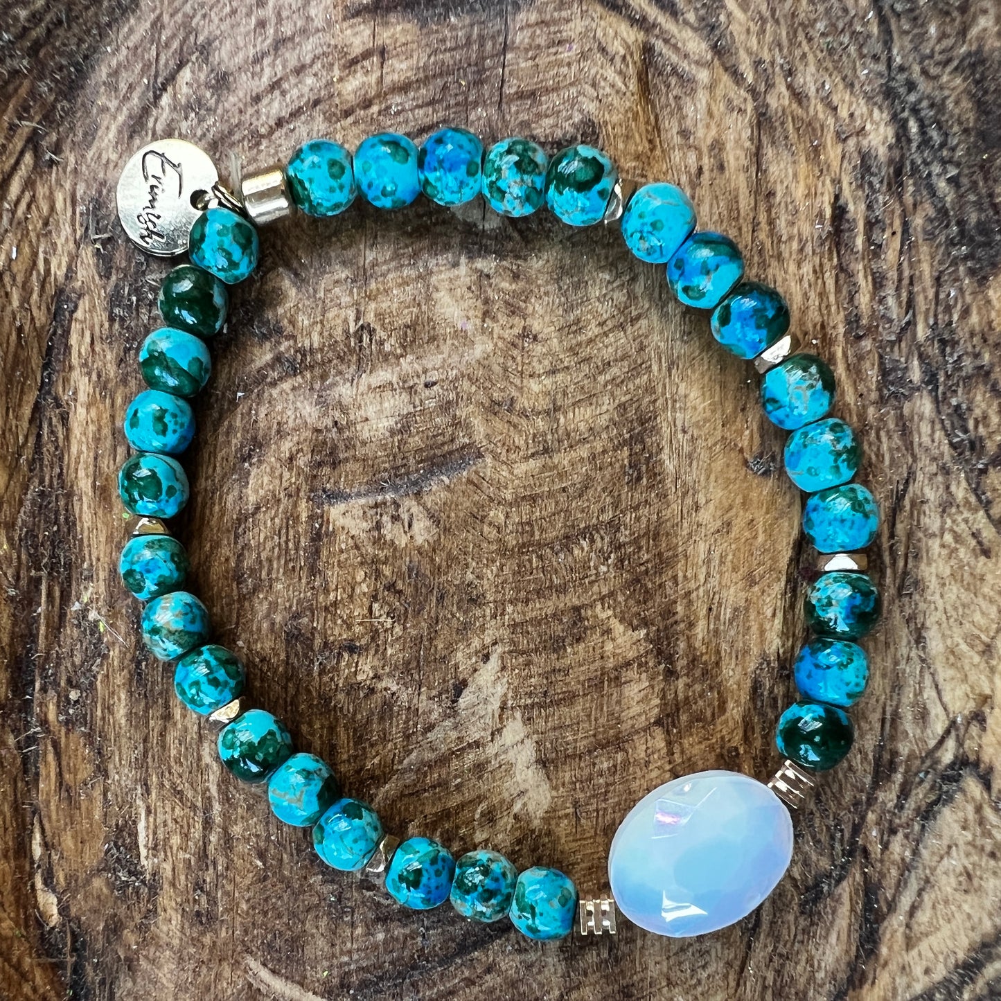 Erimish bracelet - turquoise marble w white