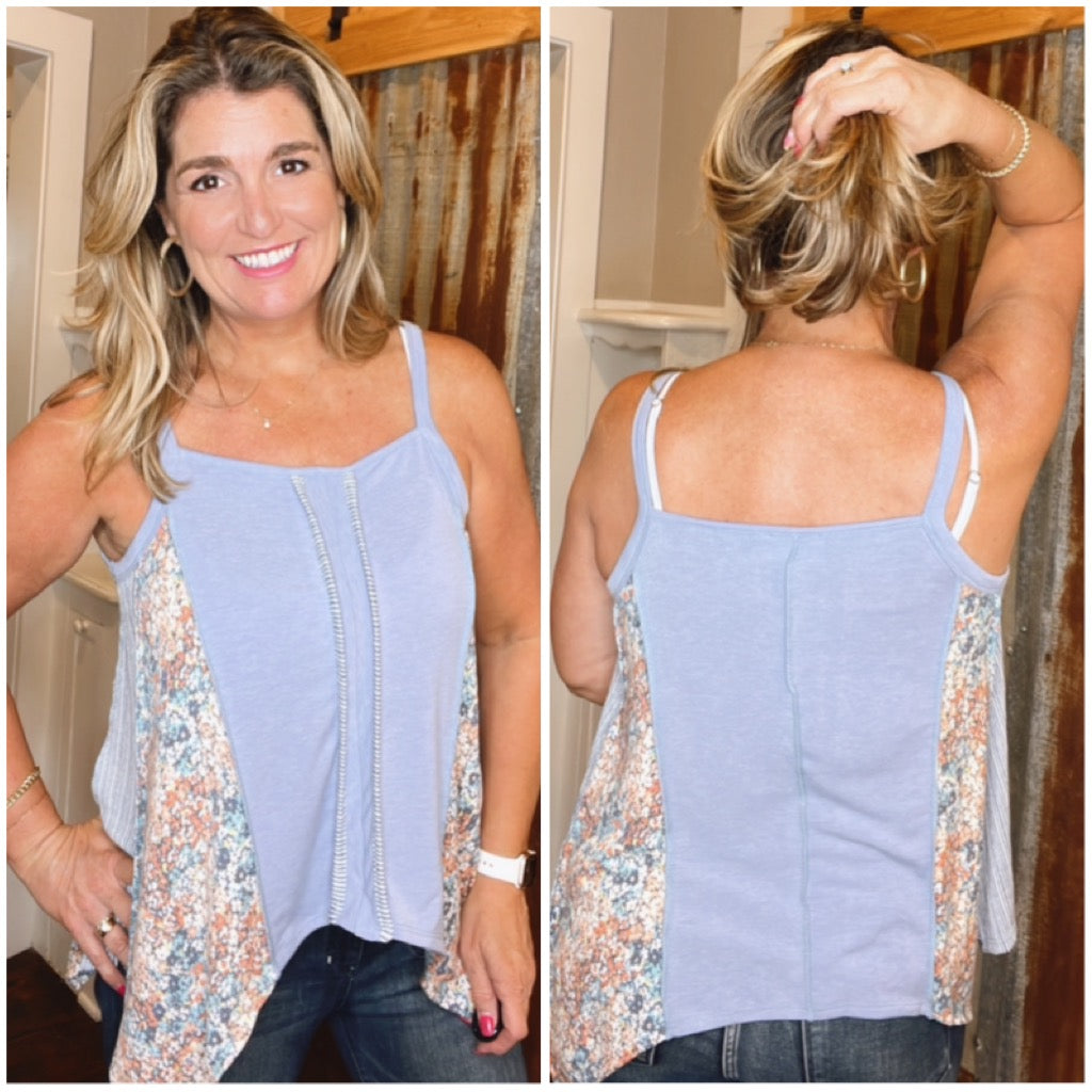 Floral knit tank top