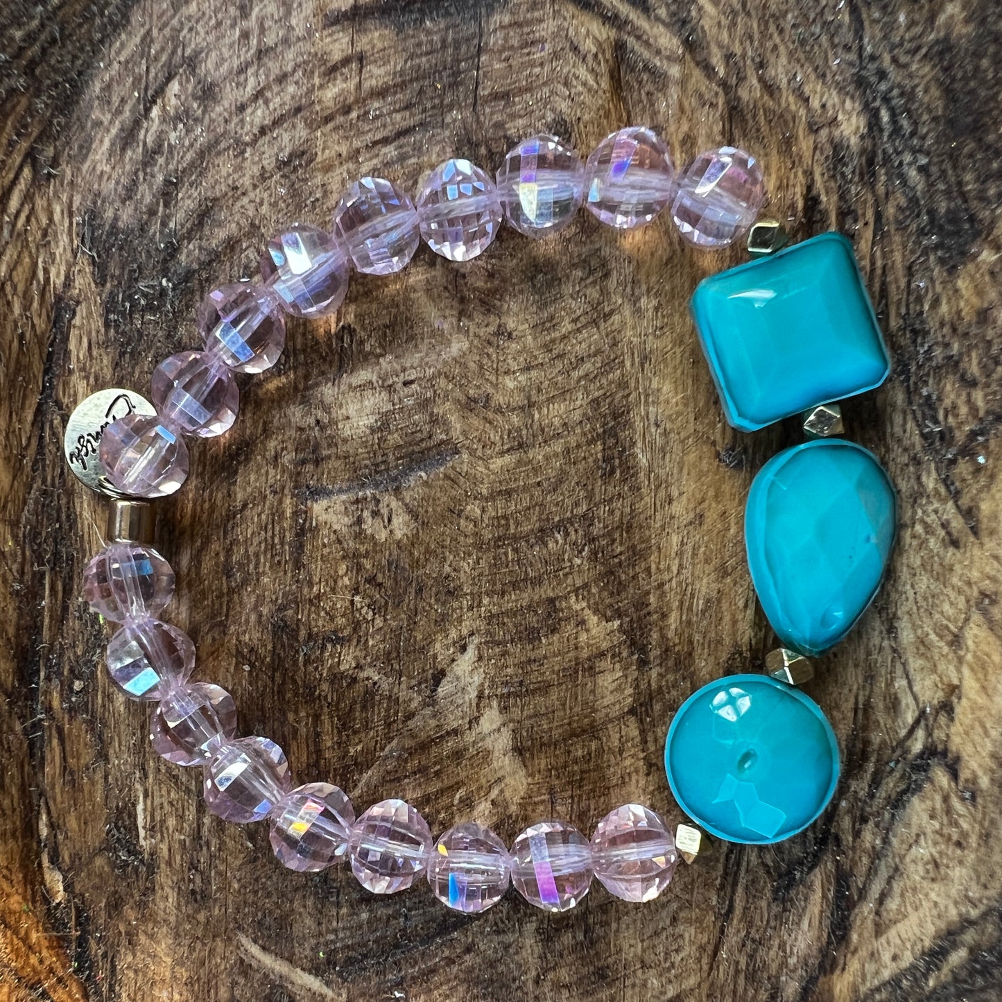 Erimish bracelet - clear pink/turquoise