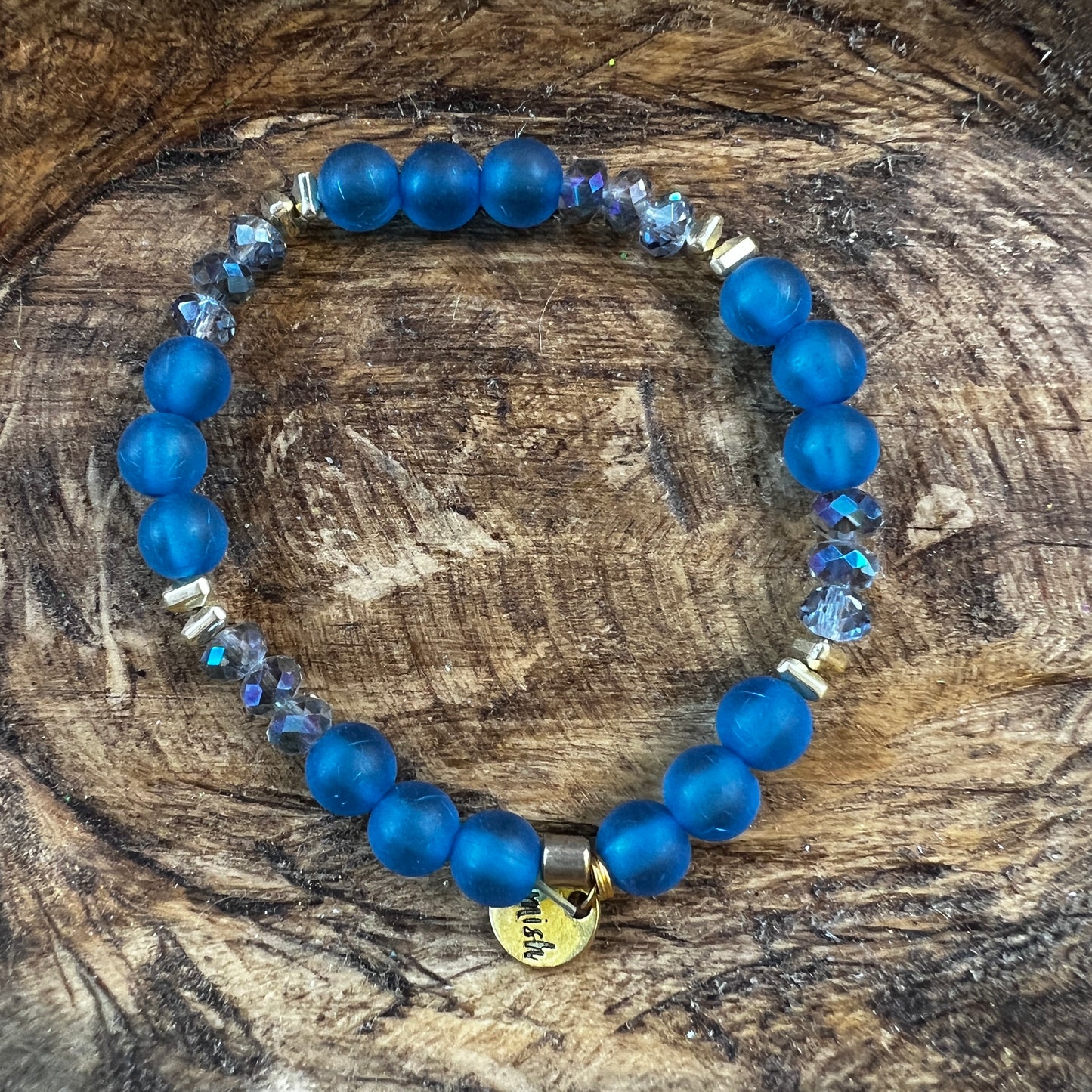 Erimish bracelet - translucent blue w gold