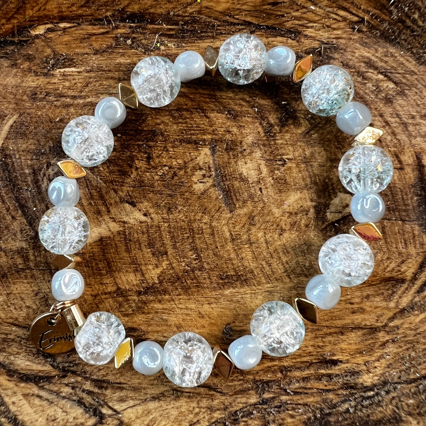 Erimish bracelet - clear marble light blue