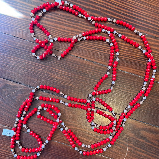 60in Red Bead necklace