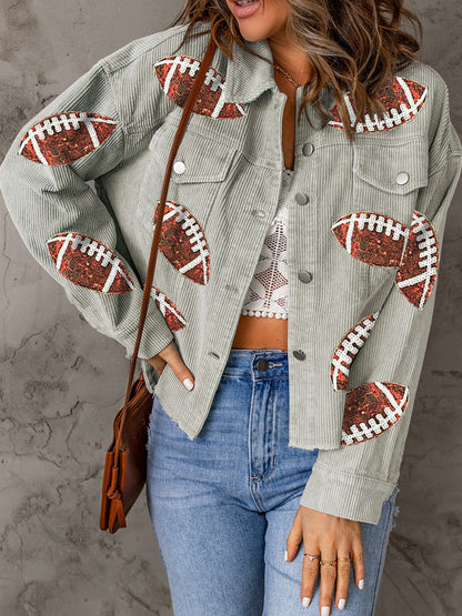 Football Sequin Button Up Jacket
