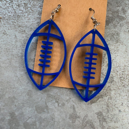 2 Pink Out Football Acrylic Dangles -Sports Earrings