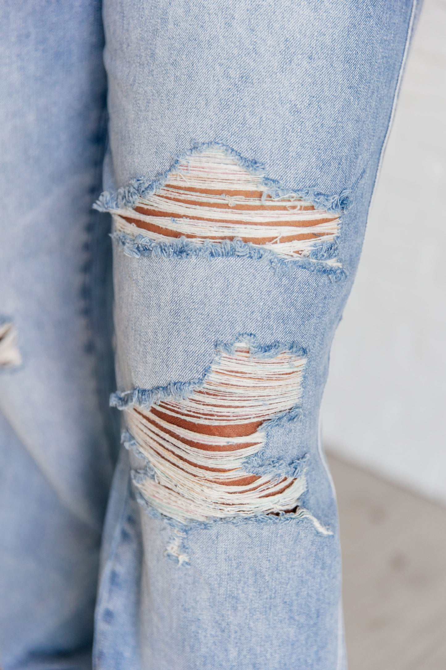 Judy Blue: Ramona High Rise Rigid Magic Destroyed Straight Jeans