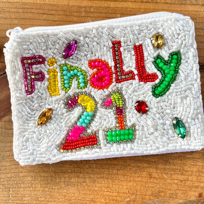 Finally 21 beaded pouch
