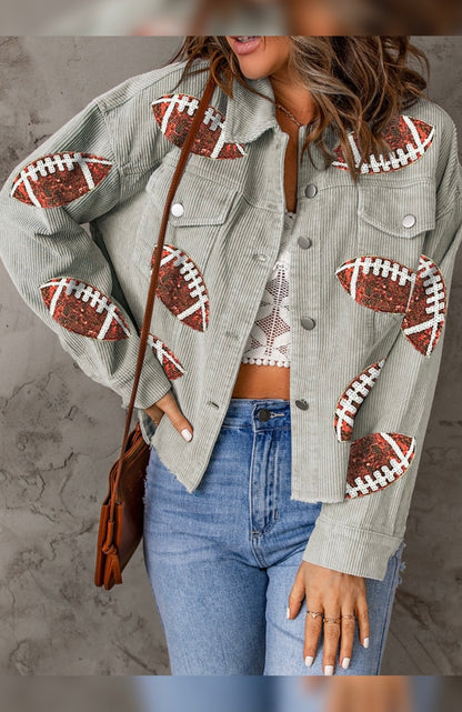 Football Sequin Button Up Jacket