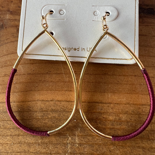 Maroon teardrop earrings