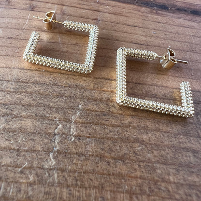 Gold square hoop earrings