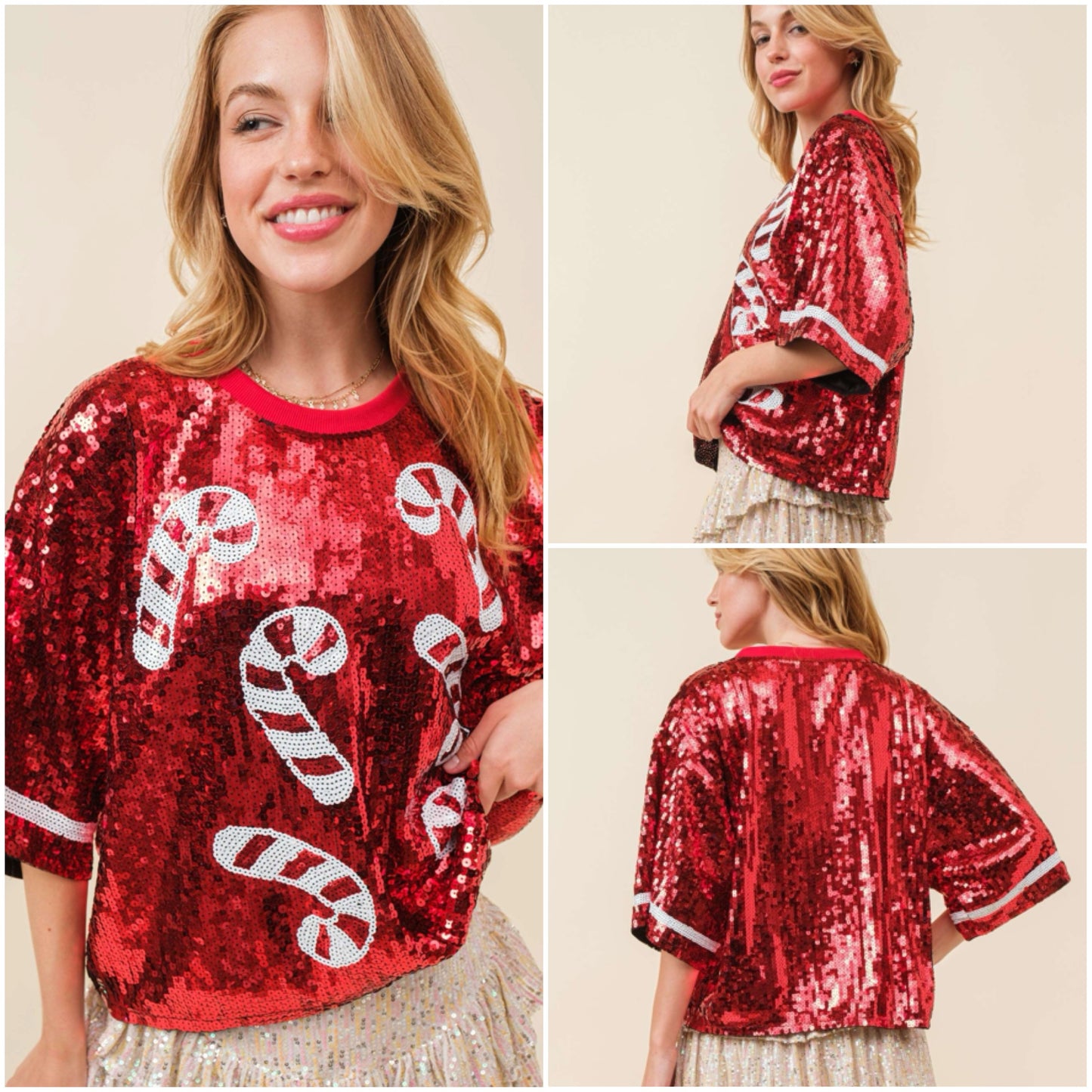 Candy Cane sequin top