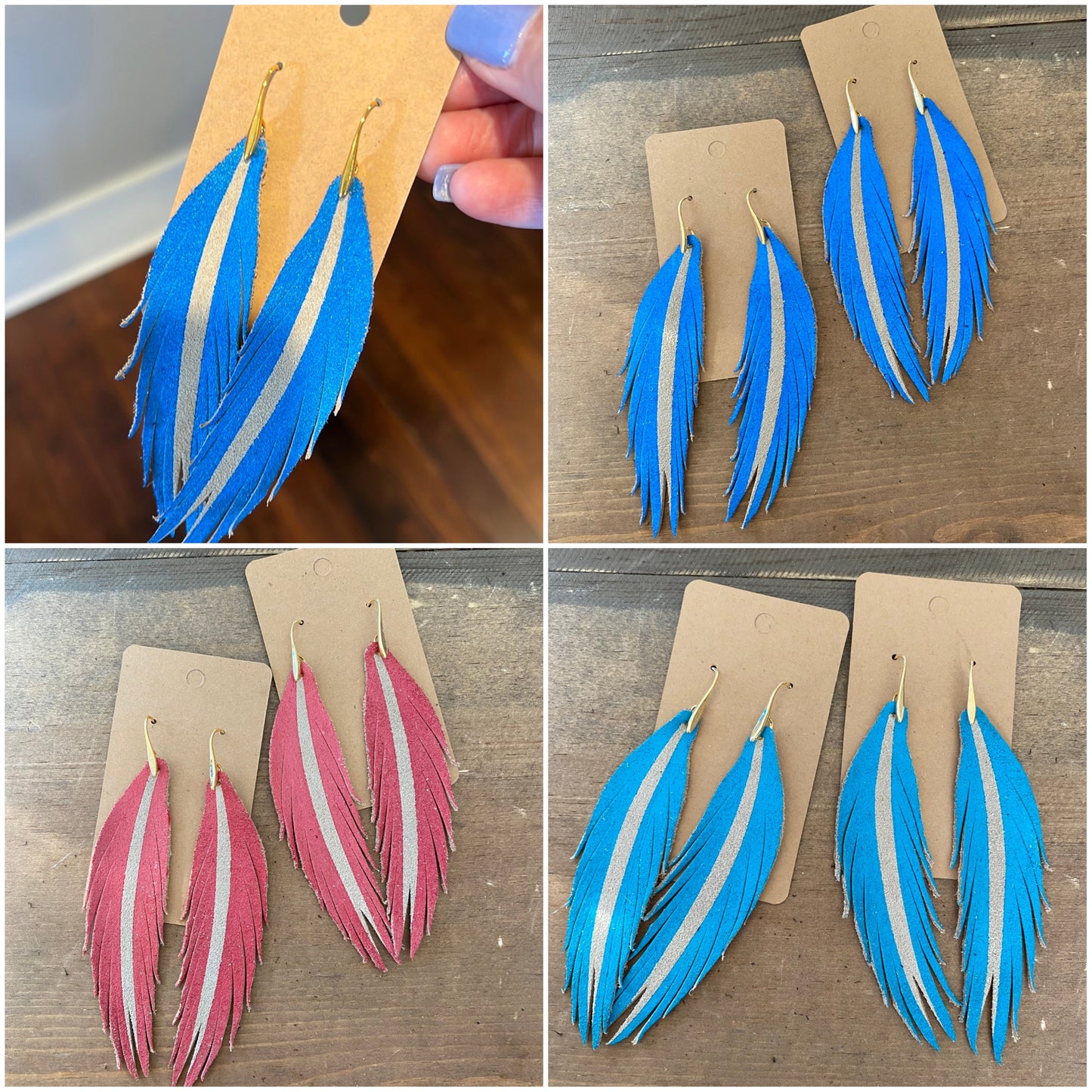 Short Feather Leather earrings