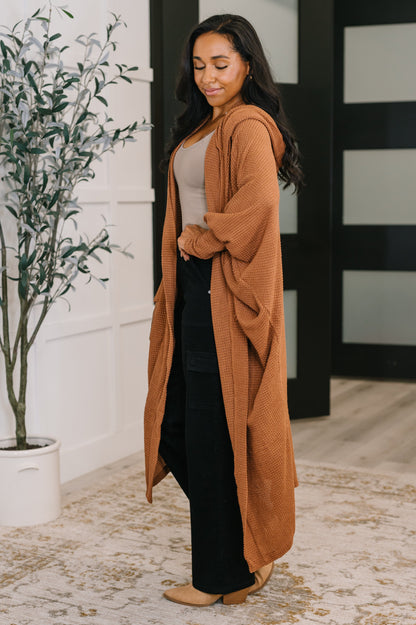 Pamper Travel Hooded Cardigan in Chestnut
