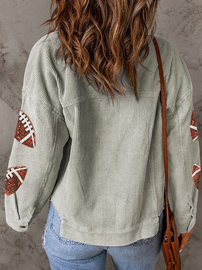 Football Sequin Button Up Jacket