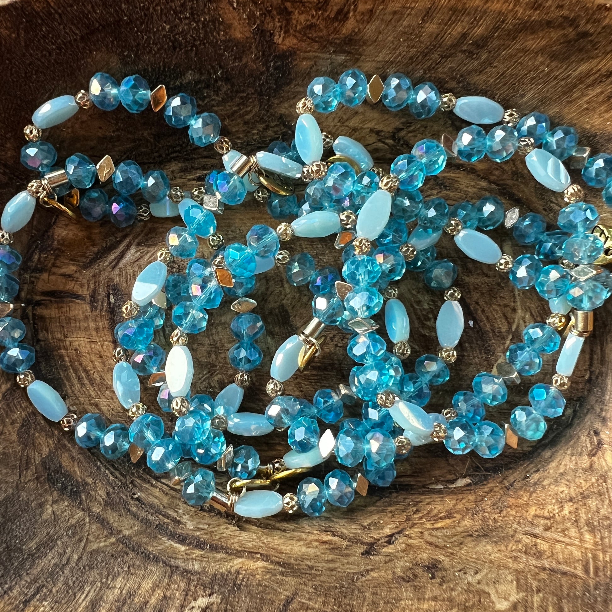 Semi-Precious Stone Bead Bracelet in Pastel Blue