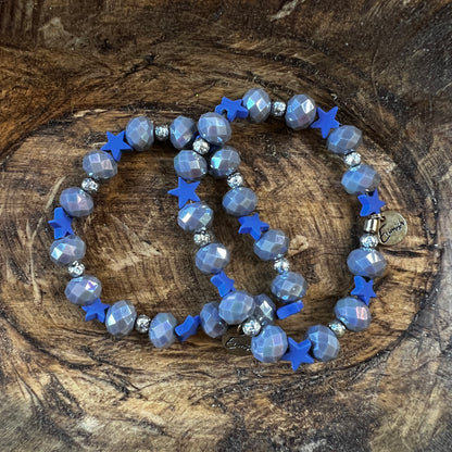 Erimish bracelet - gray w blue stars