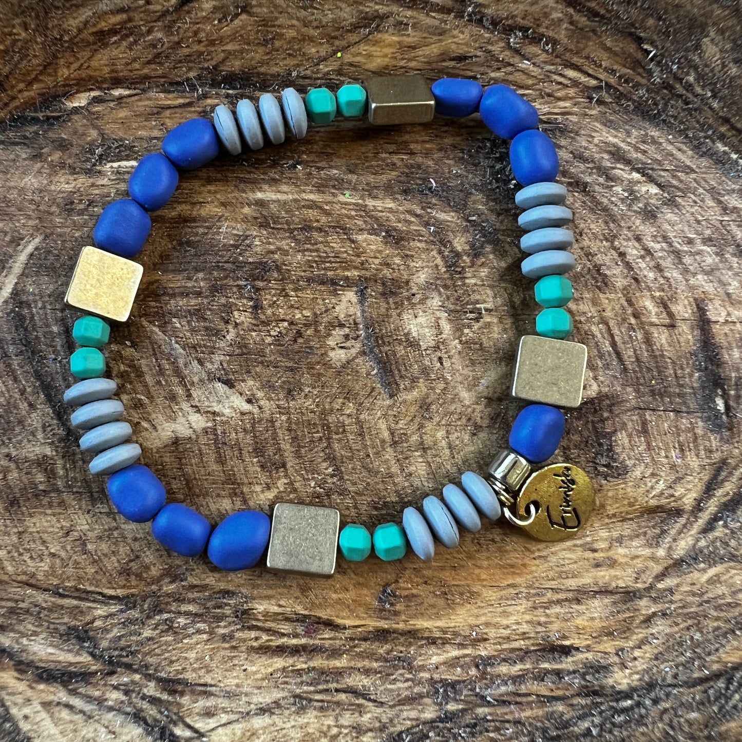 Erimish bracelet - gray w blue & turquoise