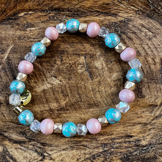 Erimish bracelet - pink w turquoise marble