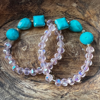 Erimish bracelet - clear pink/turquoise