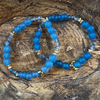 Erimish bracelet - translucent blue w gold
