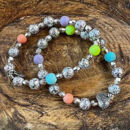 Erimish bracelet - silver w turquoise purple orange