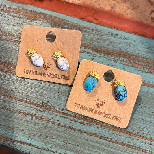 Pineapple stone earrings