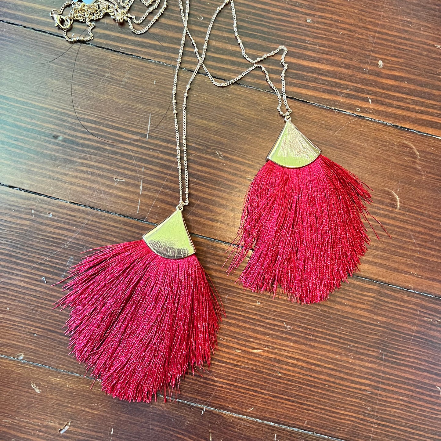 Long Red Tassel necklace