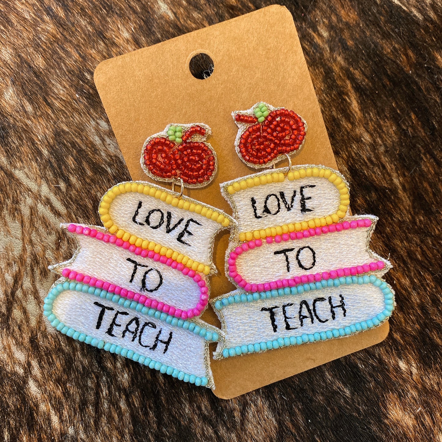 Beaded Love to Teach earrings