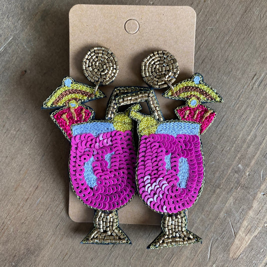 Pink Tahiti bead earring