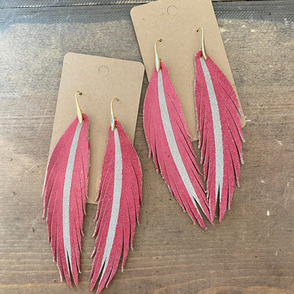 Short Feather Leather earrings