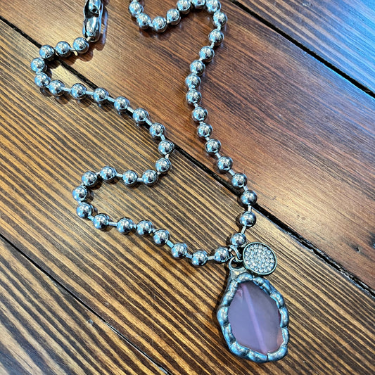 Silver/Pink Stone necklace