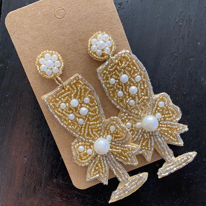 Beaded Bridal Champagne earrings