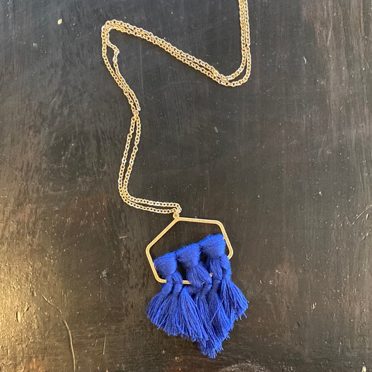 Long Blue Tassel necklace