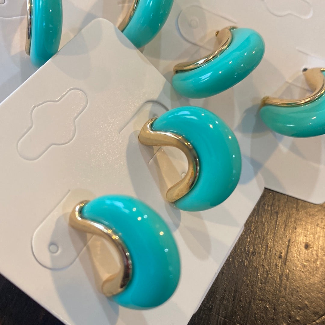 Small Turquoise & Gold hoops