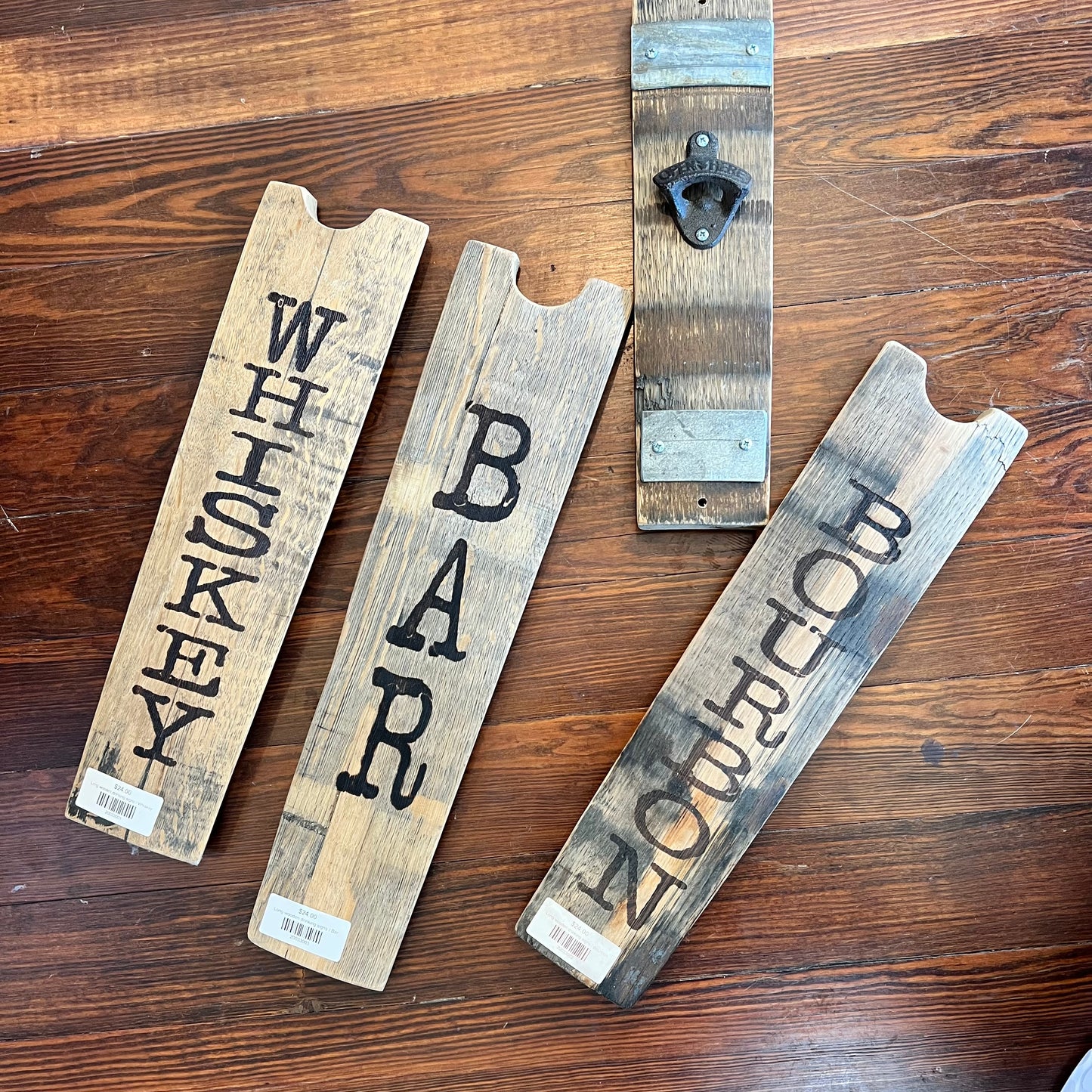 Long wooden drinking signs