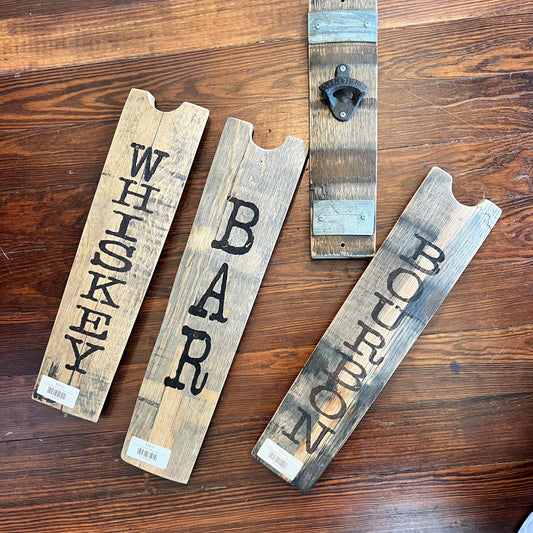 Long wooden drinking signs