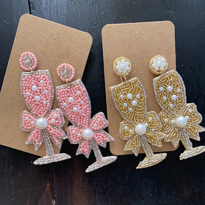 Beaded Bridal Champagne earrings