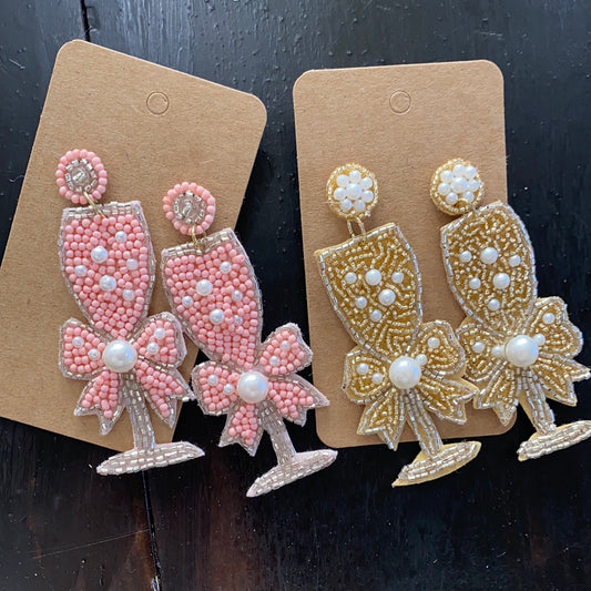Beaded Bridal Champagne earrings